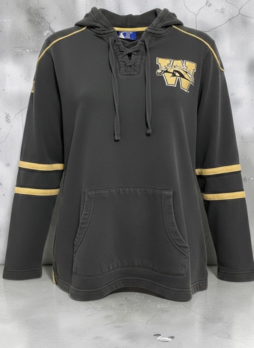 Champion WMU Western Michigan Broncos XXL Lace Up Hockey Hoodie Sweatshirt